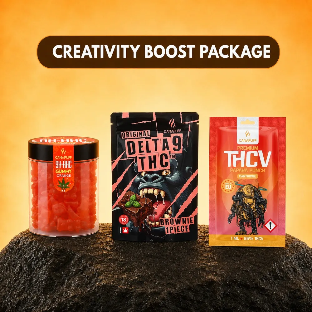 Balíček: THCV cartridge, THC brownie a 9H-HHC gummies