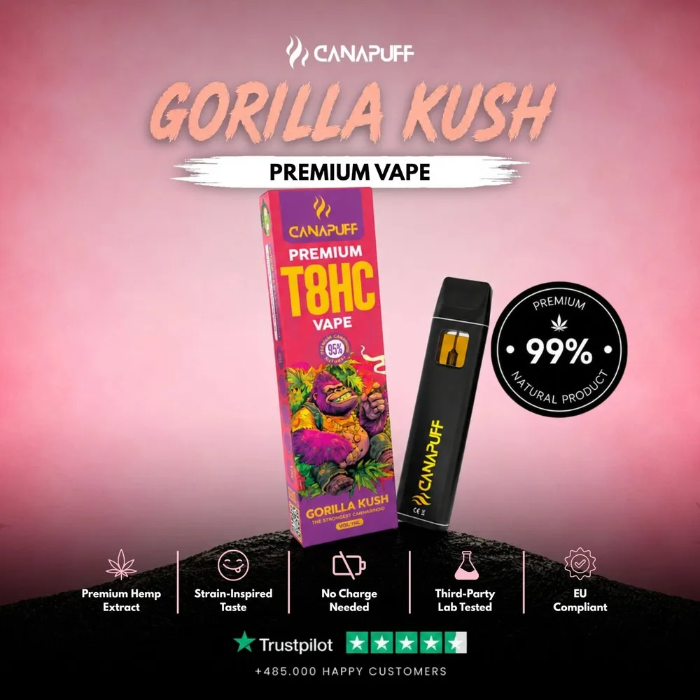 T8HC vape Gorilla Kush 95% 1 ml