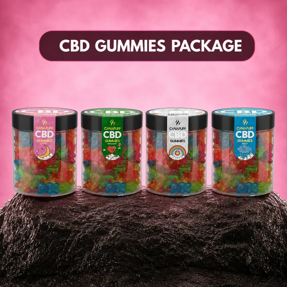 Canapuff CBD gummies bundle: příchutě a kusy